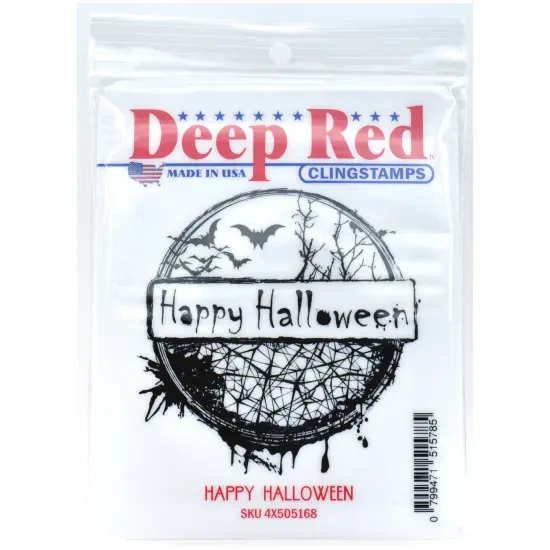 Deep Red Stamps Happy Halloween Rubber Cling Stamp 3 x 3.2 inches {2}
