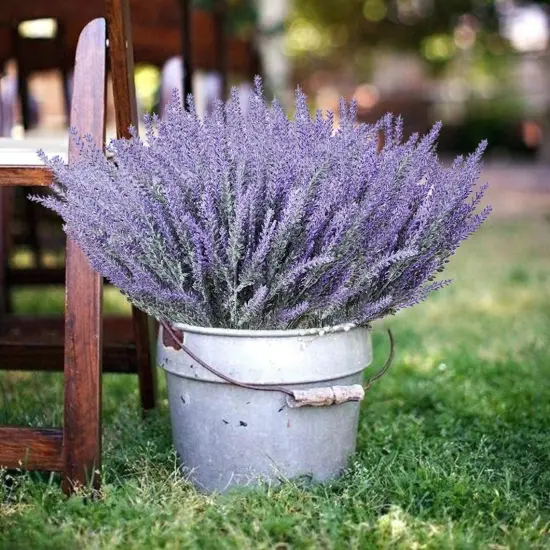 12 Bundles Artificial Lavender Flowers Fake Lifelike lavender bunches Faux Lavender Bouquet Plastic Lavender Plant Outdoor Indoor {1}