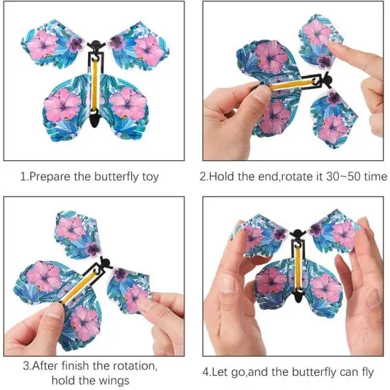 10pcs Magic Flying Butterfly Wind Up Butterfly Surprise Gift for Explosion Box Envelope Wedding Birthday Party Fairy Greeting Card {5}