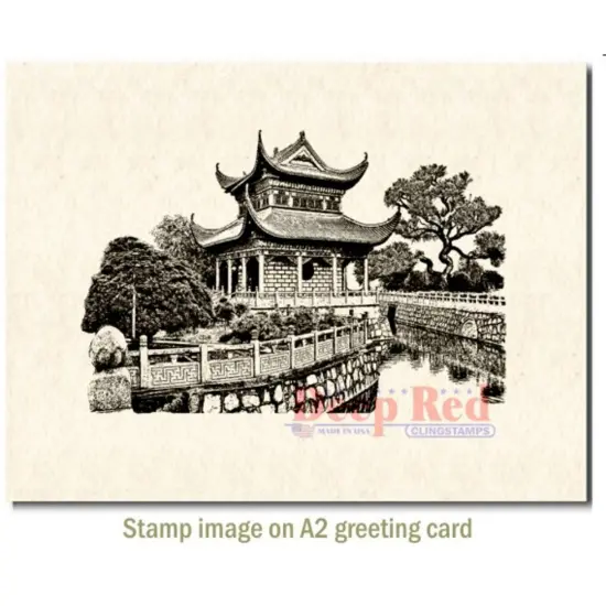 Deep Red Stamps Chinese Garden Rubber Cling Stamp 4 x 2.7 inches {3}