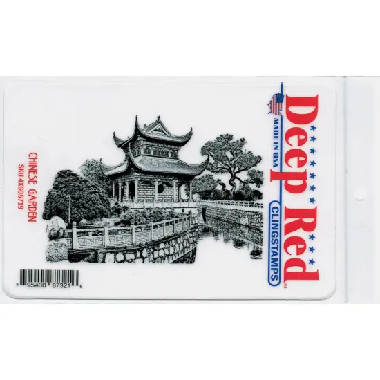 Deep Red Stamps Chinese Garden Rubber Cling Stamp 4 x 2.7 inches {2}