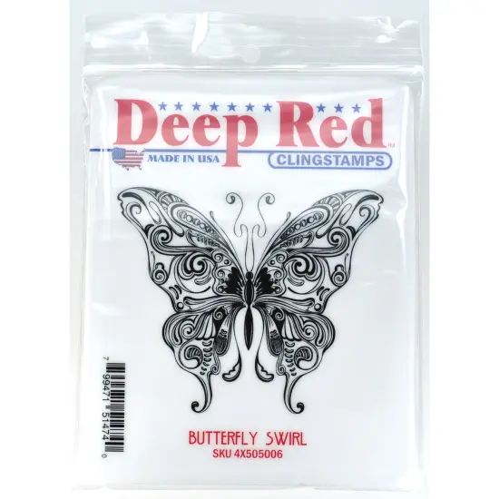 Deep Red Stamps Butterfly Swirl Rubber Cling Stamp 3.2 x 2.75 inches {2}