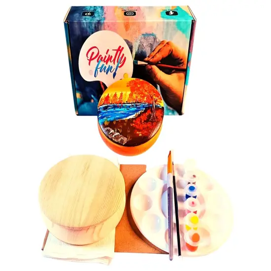 Fall Paint Kit - Autumn Pond Tabletop Trinket Box Painting Kit & Video Lesson, DIY Craft, Beginner Painting, Paint At Home {3}