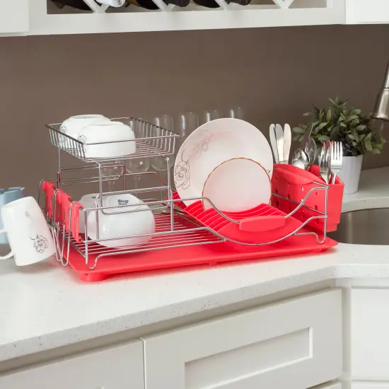Home Basics 2-Tier Deluxe Dish Drainer {3}