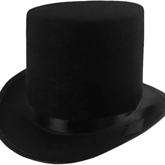 Black Felt Top Hat, Funny Party Magician Hat Lincoln Costume Hat, Butler Top Hat for Cosplay Halloween, Unisex Adult {1}