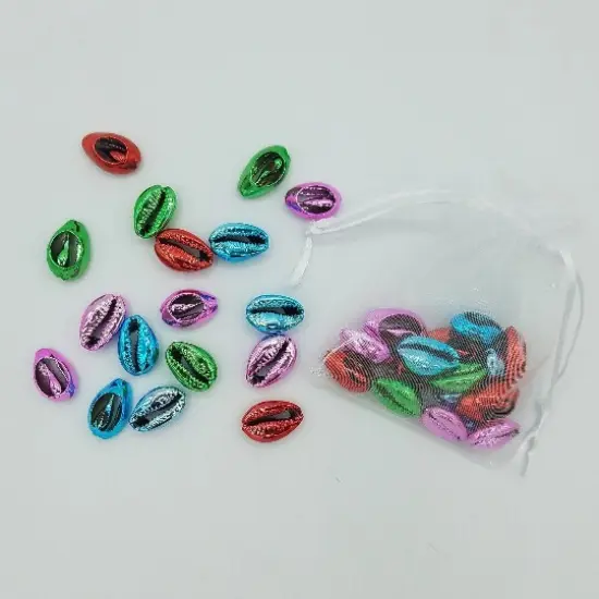 20 Electroplated Cowrie Shells, Neon Metallic Shell Beads {2}