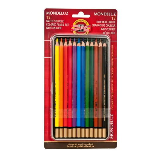 Mondeluz Aquarell Pencil Set, 12 Piece, Assorted Colors in a Tin, Carded {1}