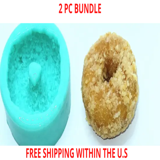 2pc Mini Crusted Doughnut Mold| Realistic Dessert Shape Silicone Mold| Soap| Candle | Mold for Wax| Mold for Resin {6}
