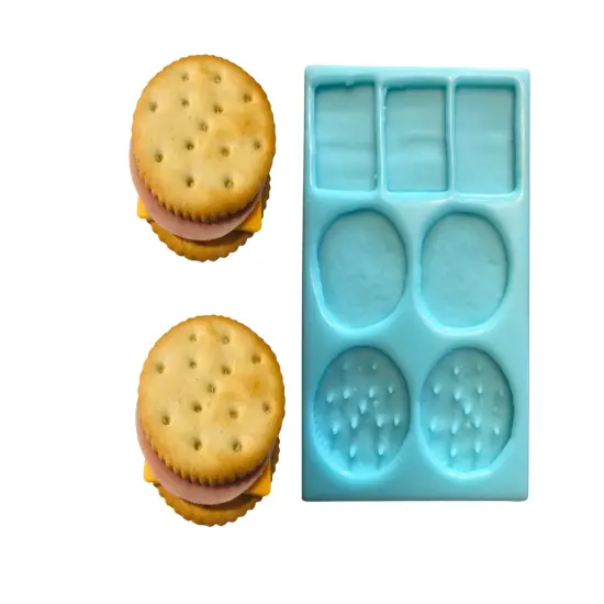 7pc Snackable Sandwich Components Shapes Silicone Mold| Dessert Shape Silicone Mold| Soap| Candle | Mold for Wax| Mold for Resin {1}