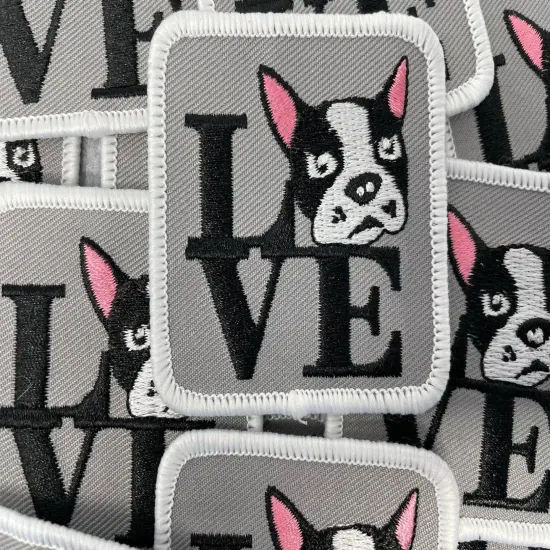 Patched Up Pup: "Puppy Love" Iron-on Embroidered Patch for Dogs, Patch for Dog Lovers, Sz. 2.5" inches {3}