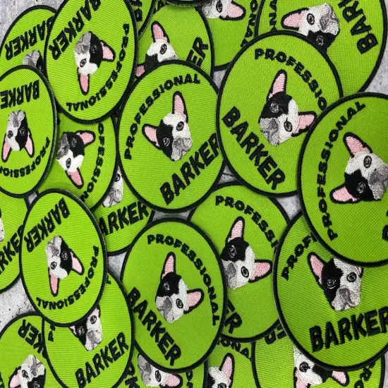 Patched Up Pup: "Professional Barker" Iron-on Embroidered Patch for Dogs, Sz. 2.5" inches {4}