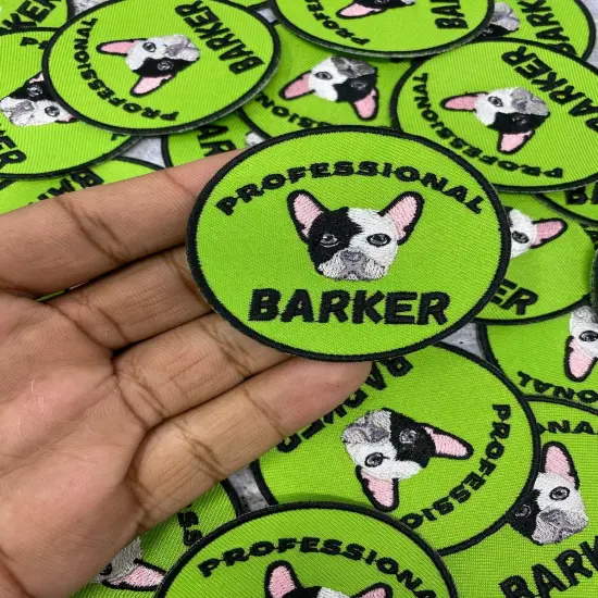 Patched Up Pup: "Professional Barker" Iron-on Embroidered Patch for Dogs, Sz. 2.5" inches {1}