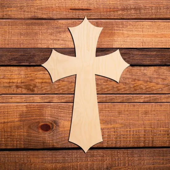 24 in. Unfinished Wooden Pointy Cross {1}