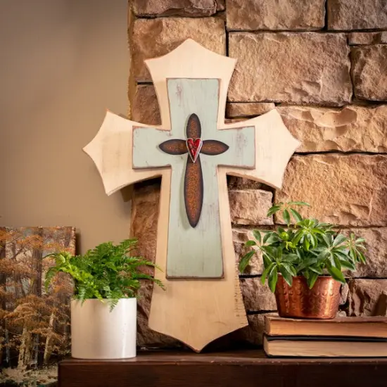 16 in. Unfinished Wooden Pointy Cross {3}