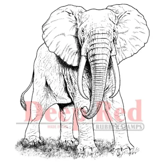 Deep Red Stamps African Elephant Rubber Cling Stamp 2.75 x 3 inches {1}