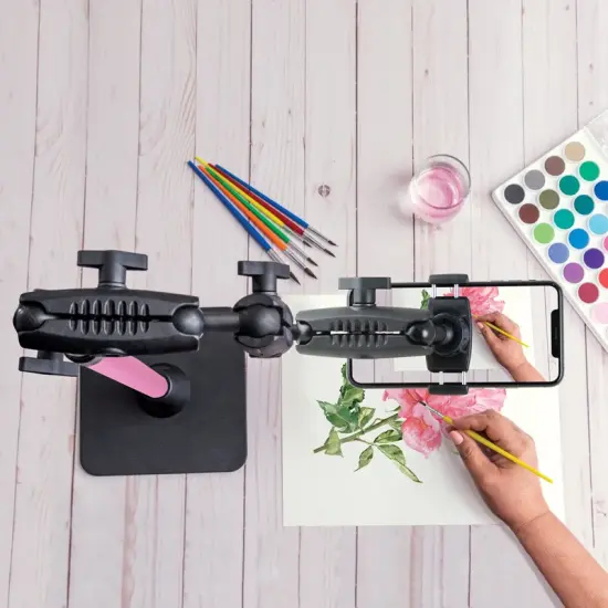 Arkon Mounts HD8RV29PK Pro Stand Phone or Camera Stand for Baking or Crafting Videos with Pink Extension Pole {3}