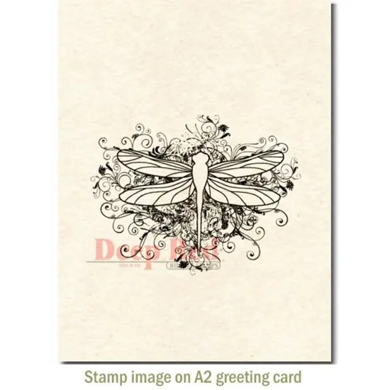 Deep Red Stamps Dragonfly Flourish Rubber Cling Stamp 3.25 x 2.5 inches {3}