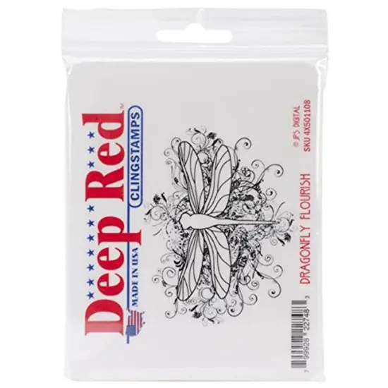 Deep Red Stamps Dragonfly Flourish Rubber Cling Stamp 3.25 x 2.5 inches {2}