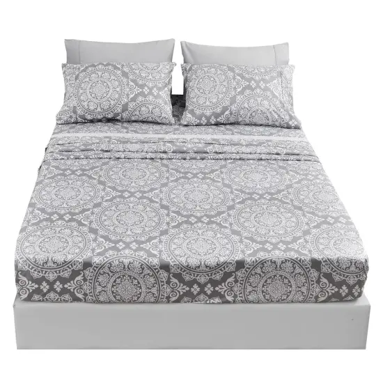 American Home Collection Geometric Bedding Sheets & Pillowcases Set Brushed Microfiber Wrinkle Free Sheet Set {3}