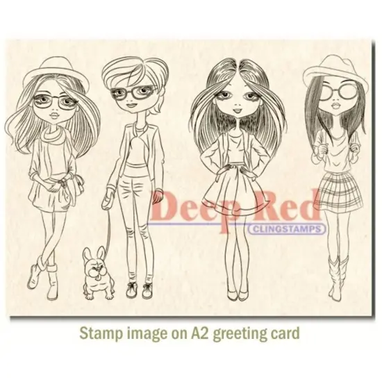 Deep Red Stamps City Girls Street Chic Rubber Cling Stamp 4 x 6 inches {3}