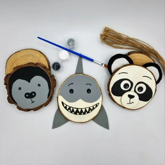 Ink and Trinket Kids Endangered Species Craft Kit, DIY Ornaments, Natural Wood {1}