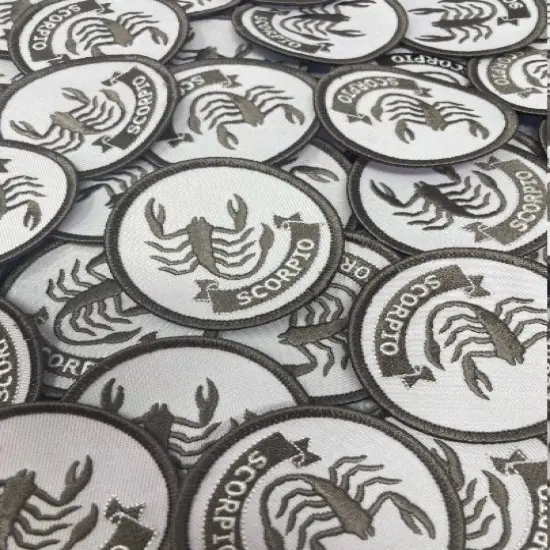 "Scorpio" Astrology Iron-On Patch, Embroidered Zodiac Signs, Vintage, 3" inches {2}