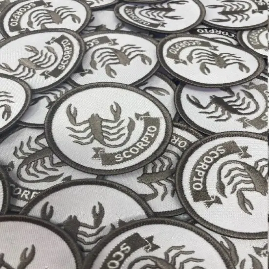 "Scorpio" Astrology Iron-On Patch, Embroidered Zodiac Signs, Vintage, 3" inches {3}