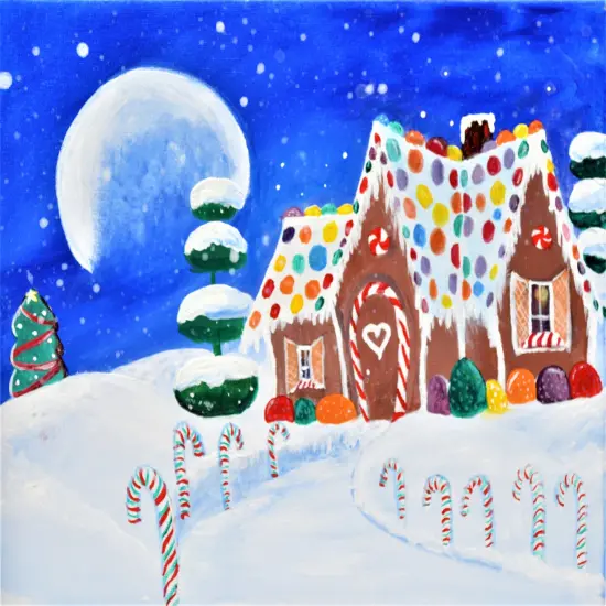Christmas Paint Kit - Gingerbread Cottage Acrylic Painting Kit & Video Lesson, Art Gift Set, DIY Christmas Craft, Beginner Painting, Paint At Home, Paint Party {1}
