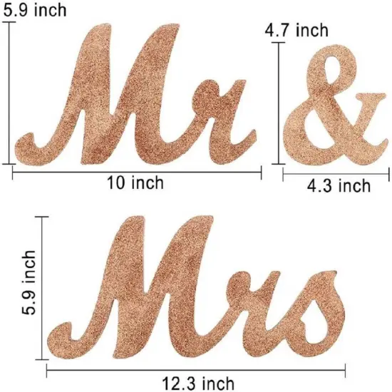 Rose Gold Mr & Mrs Sign Wooden Letters Wedding Table Decor Wedding Gift {4}
