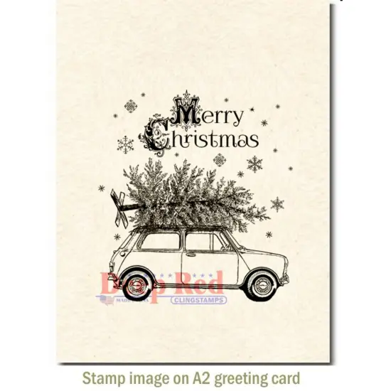Deep Red Stamps Christmas Car Rubber Cling Stamp 3 x 3.2 inches {4}