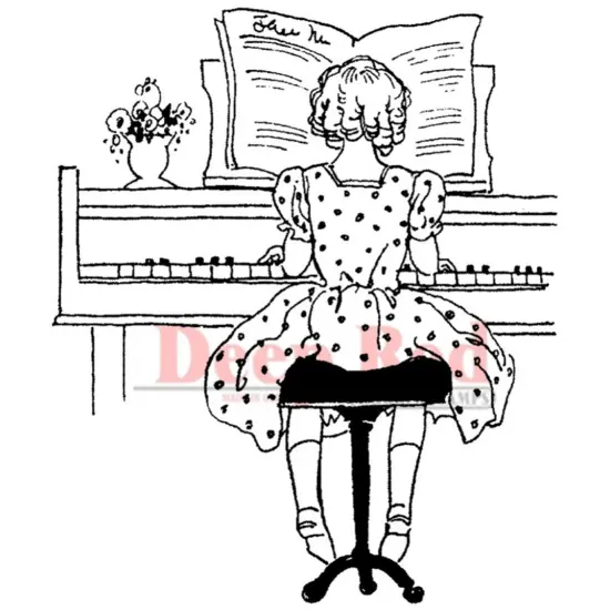 Deep Red Stamps Piano Solo Rubber Cling Stamp 3.1 x 3.1 inches {1}