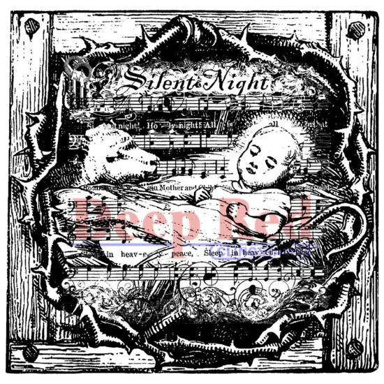Deep Red Stamps Silent Night Rubber Cling Stamp 3 x 3 inches {1}