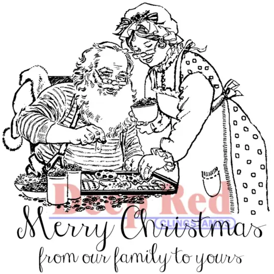 Deep Red Stamps Claus Family Christmas Rubber Cling Stamp 3 x 3 inches {1}
