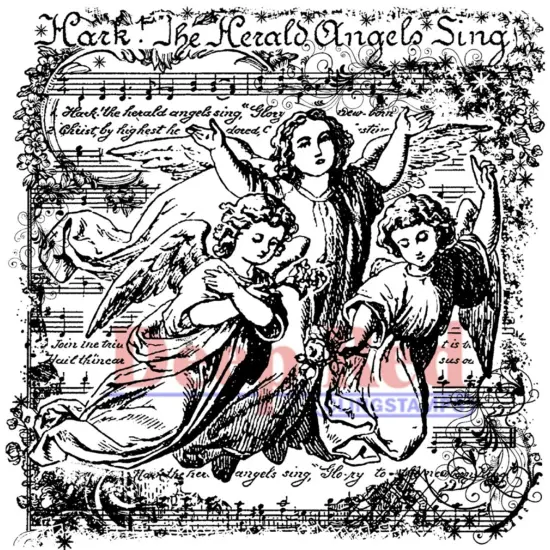 Deep Red Stamps Angels Sing Rubber Cling Stamp 3.1 x 3 inches {1}