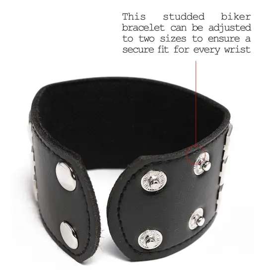 Punk Leather Stud Bracelet - Leather Cuff Biker Bracelet with Studs for Men, Women and Kids {5}