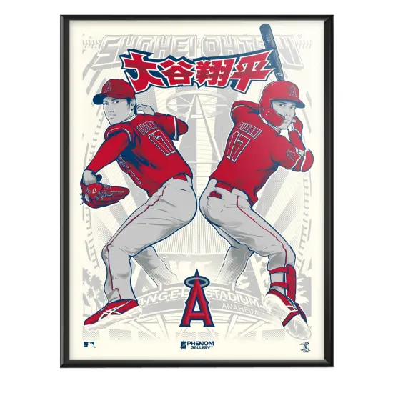 Phenom Gallery LA Angels Shohei Ohtani 18" x 24" Deluxe Frame Serigraph {1}