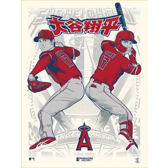 Phenom Gallery LA Angels Shohei Ohtani 18" x 24" Deluxe Frame Serigraph {6}