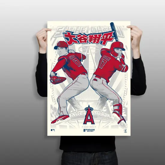 Phenom Gallery LA Angels Shohei Ohtani 18" x 24" Deluxe Frame Serigraph {3}
