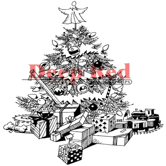 Deep Red Stamps Christmas Tree Rubber Cling Stamp 3.25 x 4.25 inches {1}