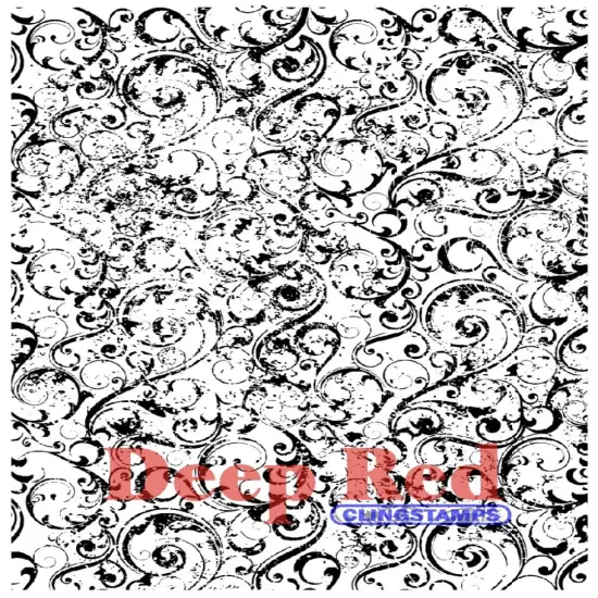 Deep Red Stamps Grunge Swirl Background Rubber Cling Stamp 3 x 4 inches {1}