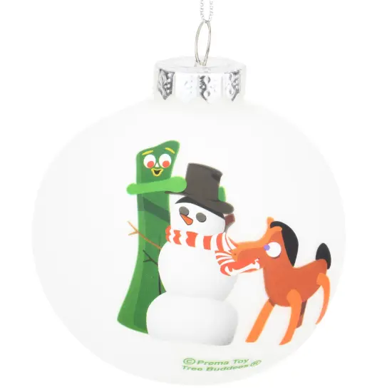 Gumby and Pokey Building a Snowman Glass Ornament Limited Edition {3}