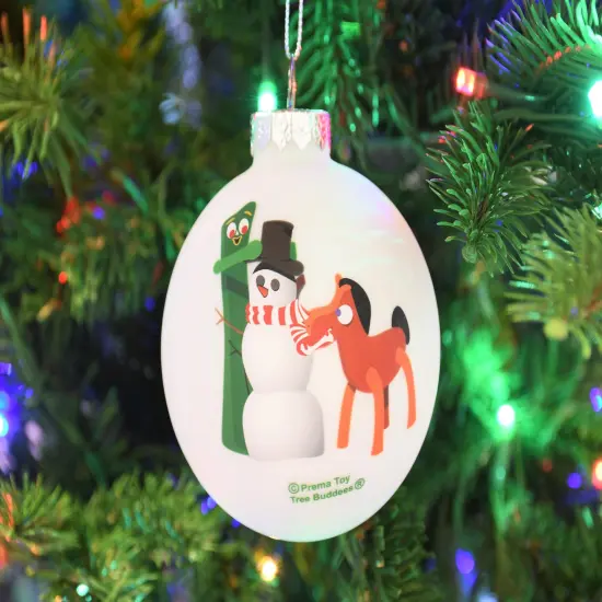 Gumby and Pokey Building a Snowman Glass Ornament Limited Edition {4}