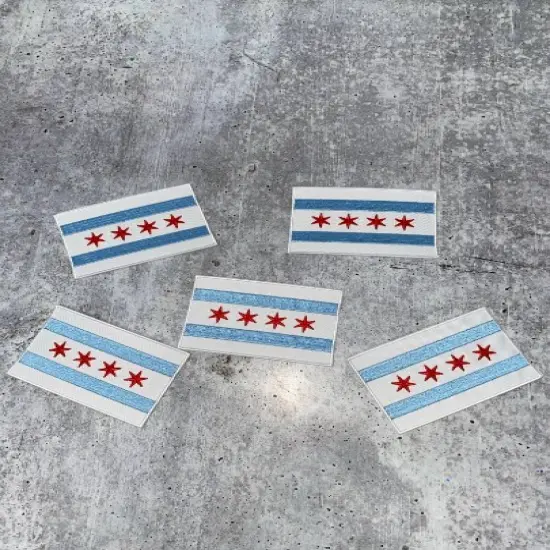 "Chicago Flag" Iron-On Embroidered Patch, Popular City, Chicago City Flag, 1 pc, size 3.25"x2.15" inches {5}