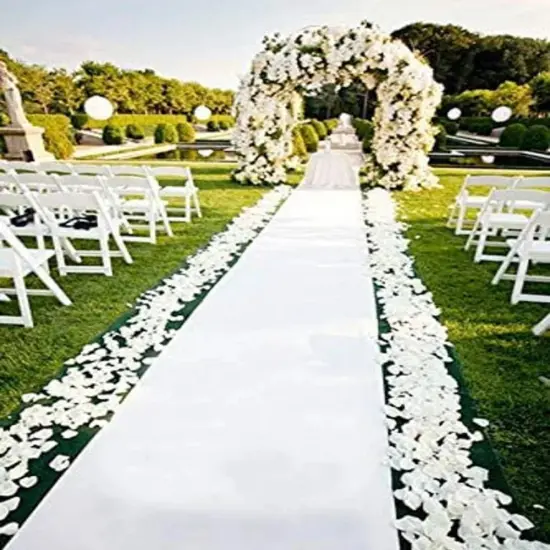 White Wedding Aisle Runner for Wedding Ceremony 50 Feet Elegant Carpet Event Party Decoration Ceremony Runner, White Leaf Imprint {1}