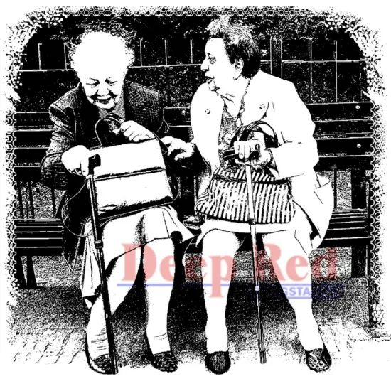 Deep Red Stamps Old Friends Rubber Cling Stamp 3 x 2.8 inches {1}