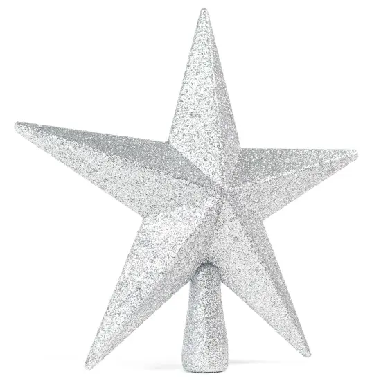 Ornativity Glitter Star Tree Topper - Christmas Silver Decorative Holiday Bethlehem Star Ornament 5.5" {5}