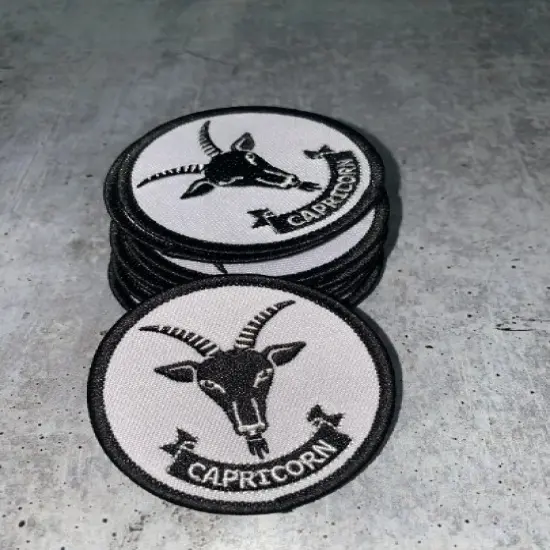 "Capricorn", Astrology iron-on Patch, Embroidered Zodiac Signs, Vintage, 3" inches {4}
