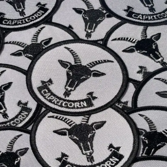 "Capricorn", Astrology iron-on Patch, Embroidered Zodiac Signs, Vintage, 3" inches {2}