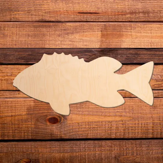 23 in. Unfinished Wooden Bass Fish {1}