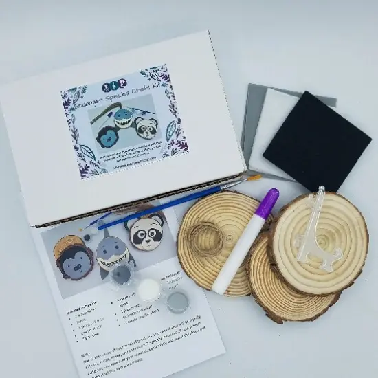 Ink and Trinket Kids Endangered Species Craft Kit, DIY Ornaments, Natural Wood {3}